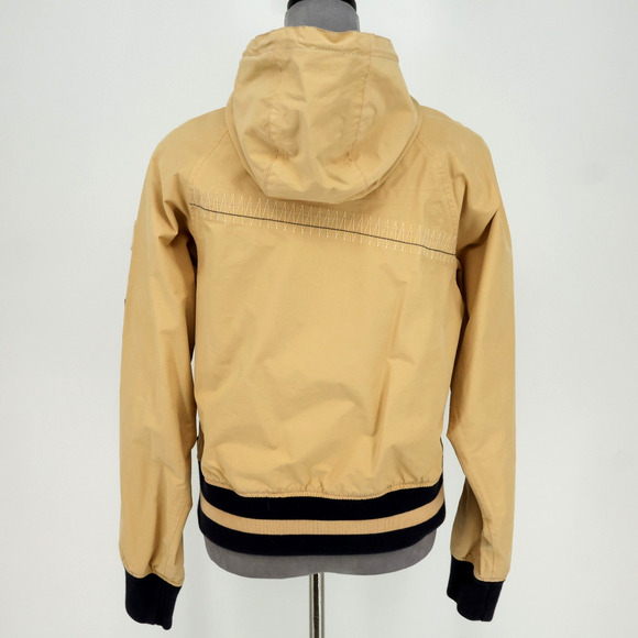 Gaastra Supplies Jacket Womens Medium Tan Hooded Full Zip Snaps Pockets Bomber - Picture 2 of 16